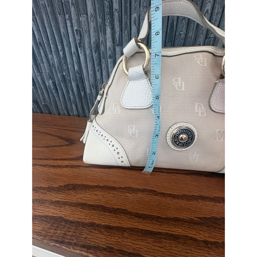 Dooney & Bourke Monogram Canvas Satchel Bag White Leather Trim w/ vintage Scarf - Picture 11 of 12